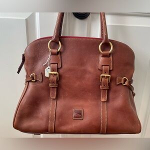 Dooney & Bourke Florentine Leather Domed Satchel in Chestnut Brown- NEW